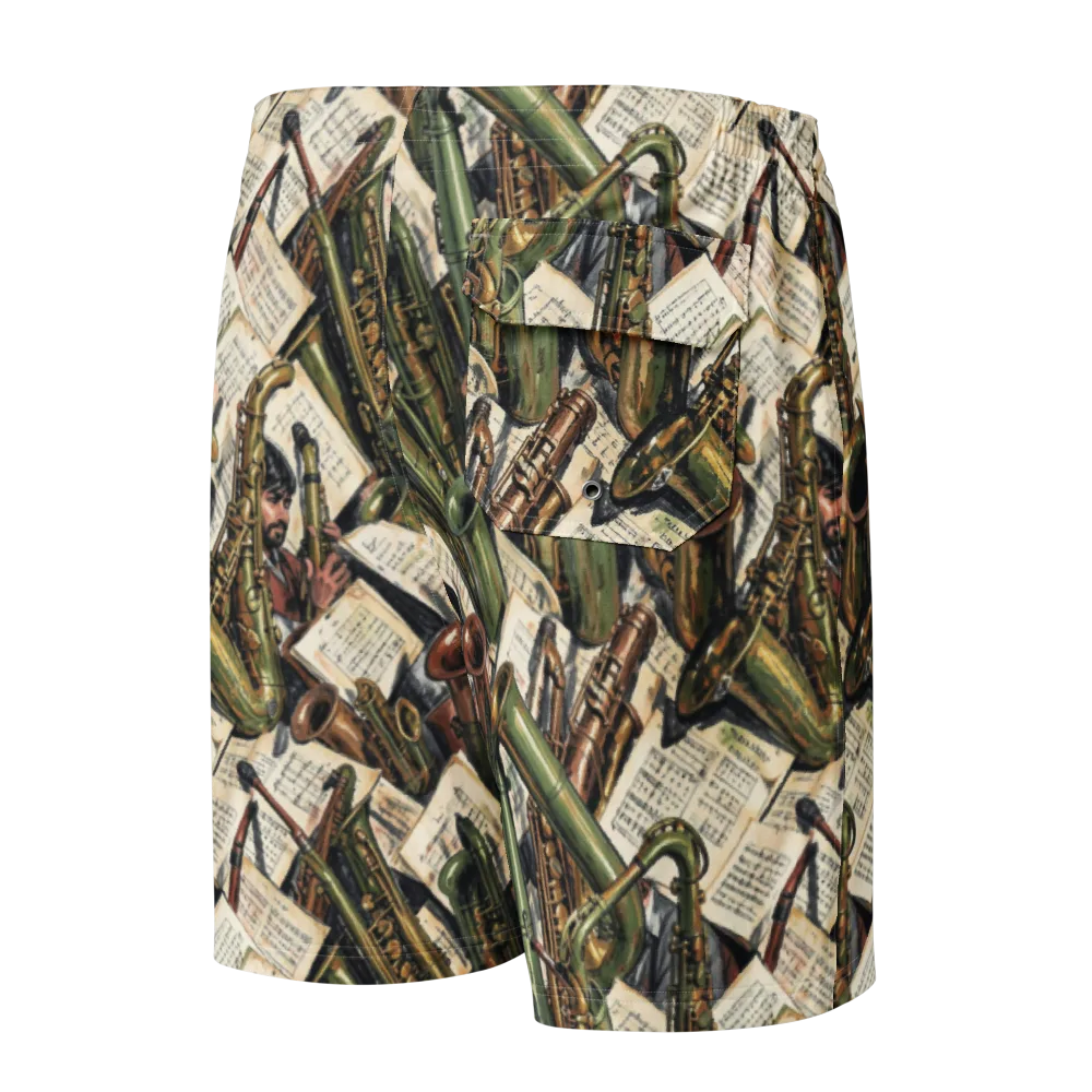 Brass Refrain on Men's Board Shorts — Back