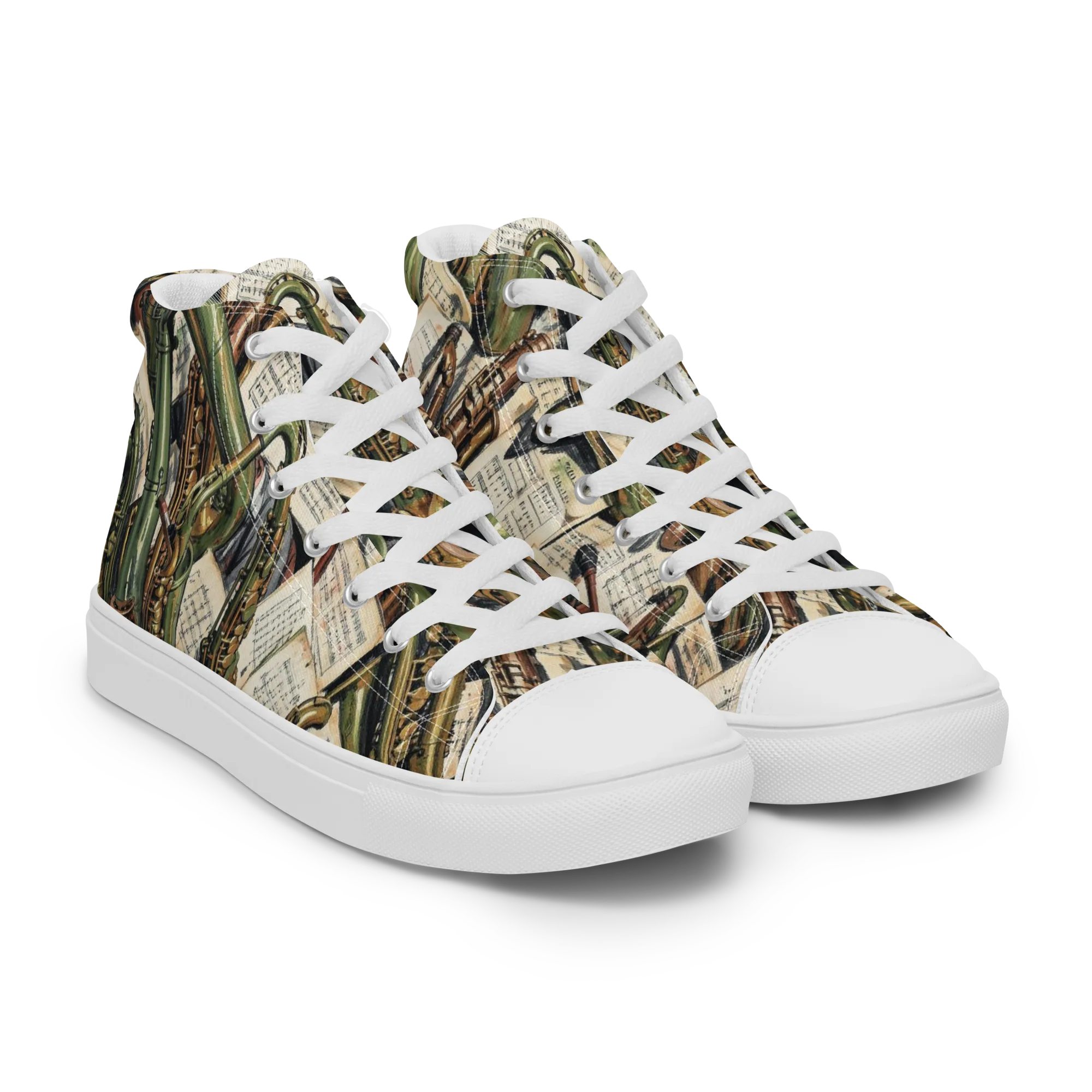 Brass Refrain on Men's High Top Canvas Shoes — Right Front