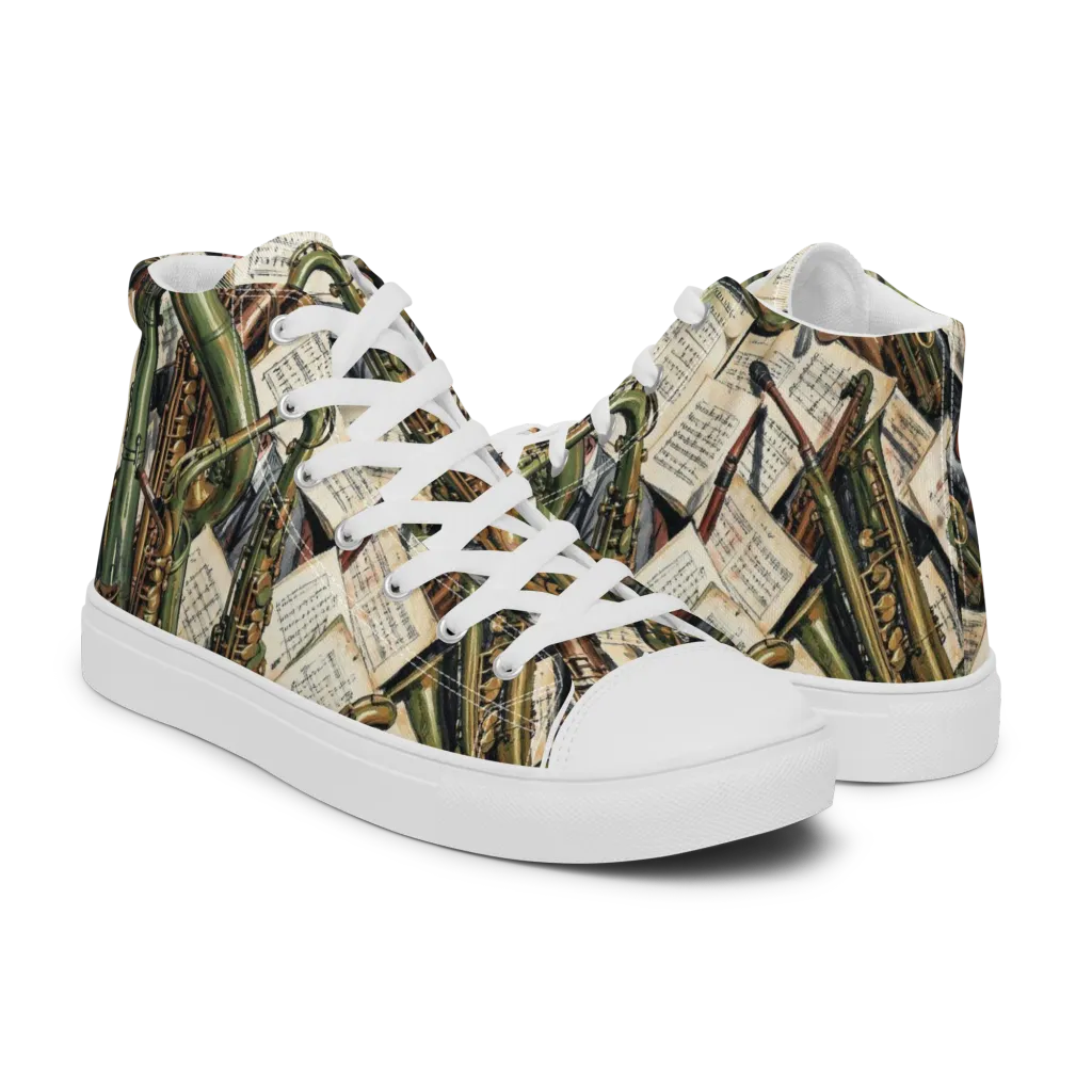 Brass Refrain on Men's High Top Canvas Shoes — Right
