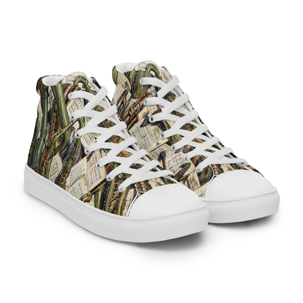 Brass Refrain on Women's High Top Canvas Shoes — Right Front