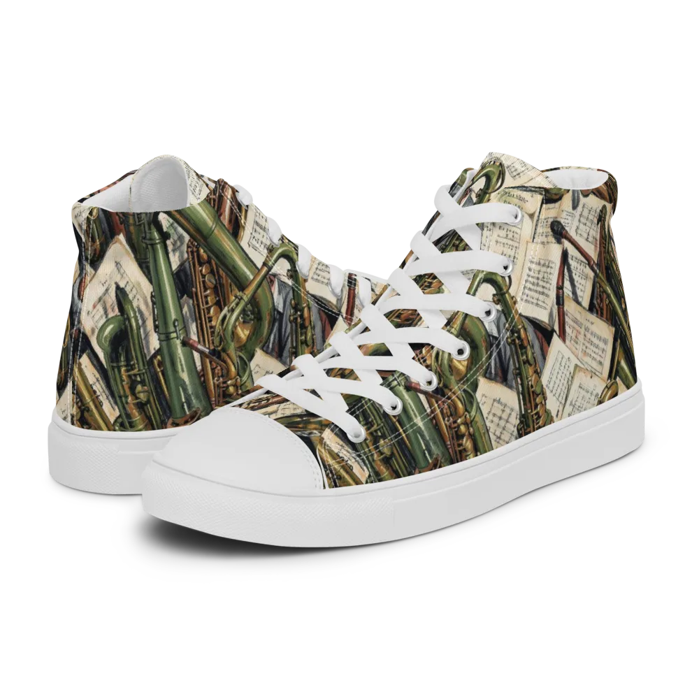 Brass Refrain on Women's High Top Canvas Shoes — Left