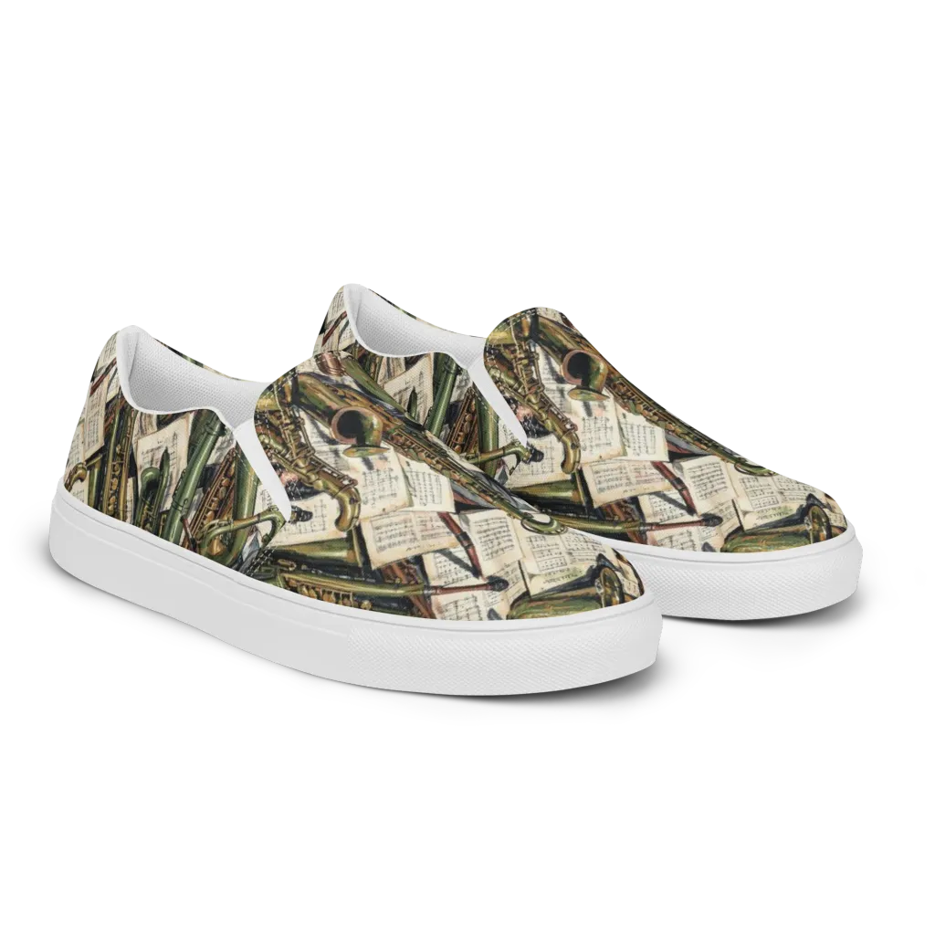 Brass Refrain on Men's Slip-On Canvas Shoes — Right Front