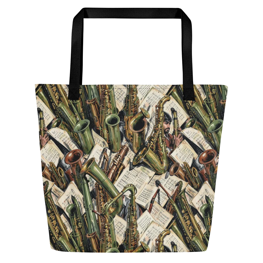Brass Refrain on Large Tote Bag W/ Pocket — Front