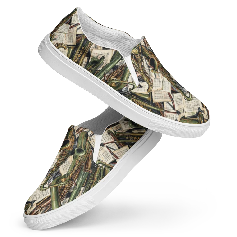 Brass Refrain on Women's Slip-On Canvas Shoes — Front