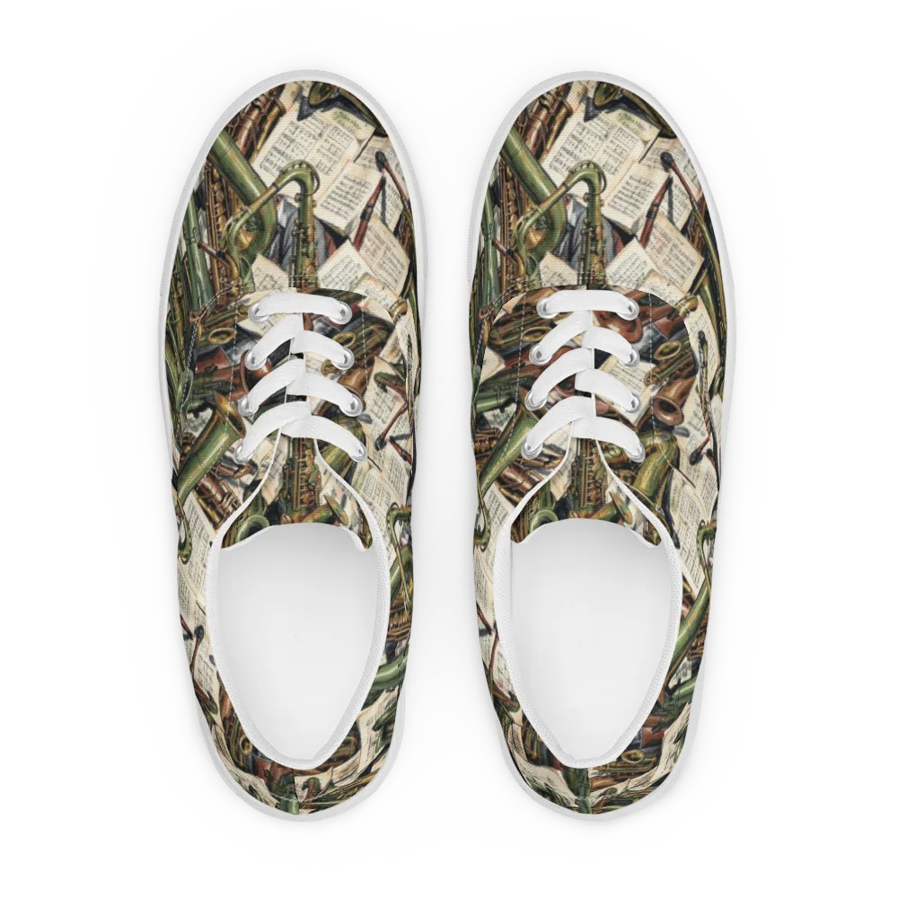 Brass Refrain on Men's Lace-Up Canvas Shoes — Front