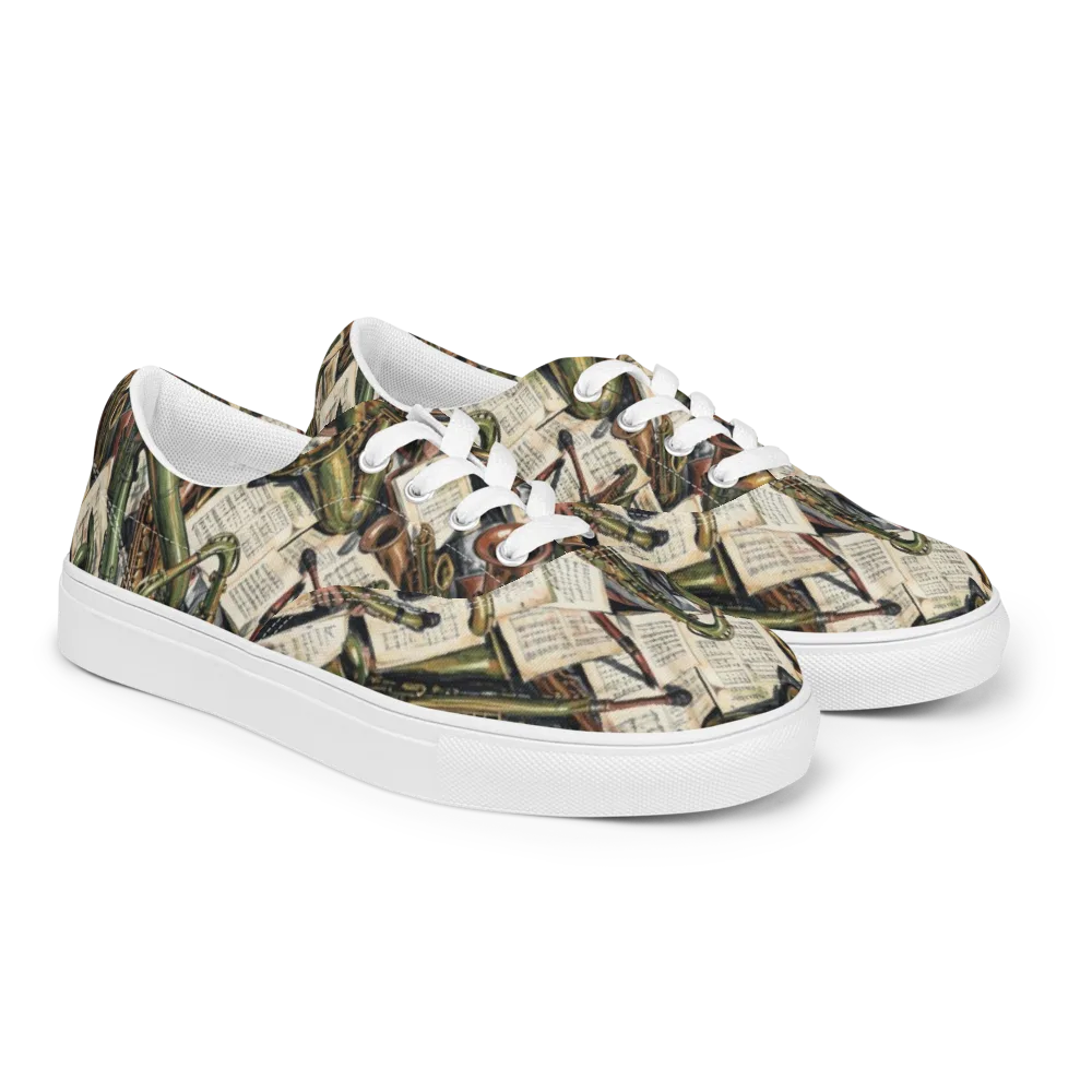 Brass Refrain on Men's Lace-Up Canvas Shoes — Right Front