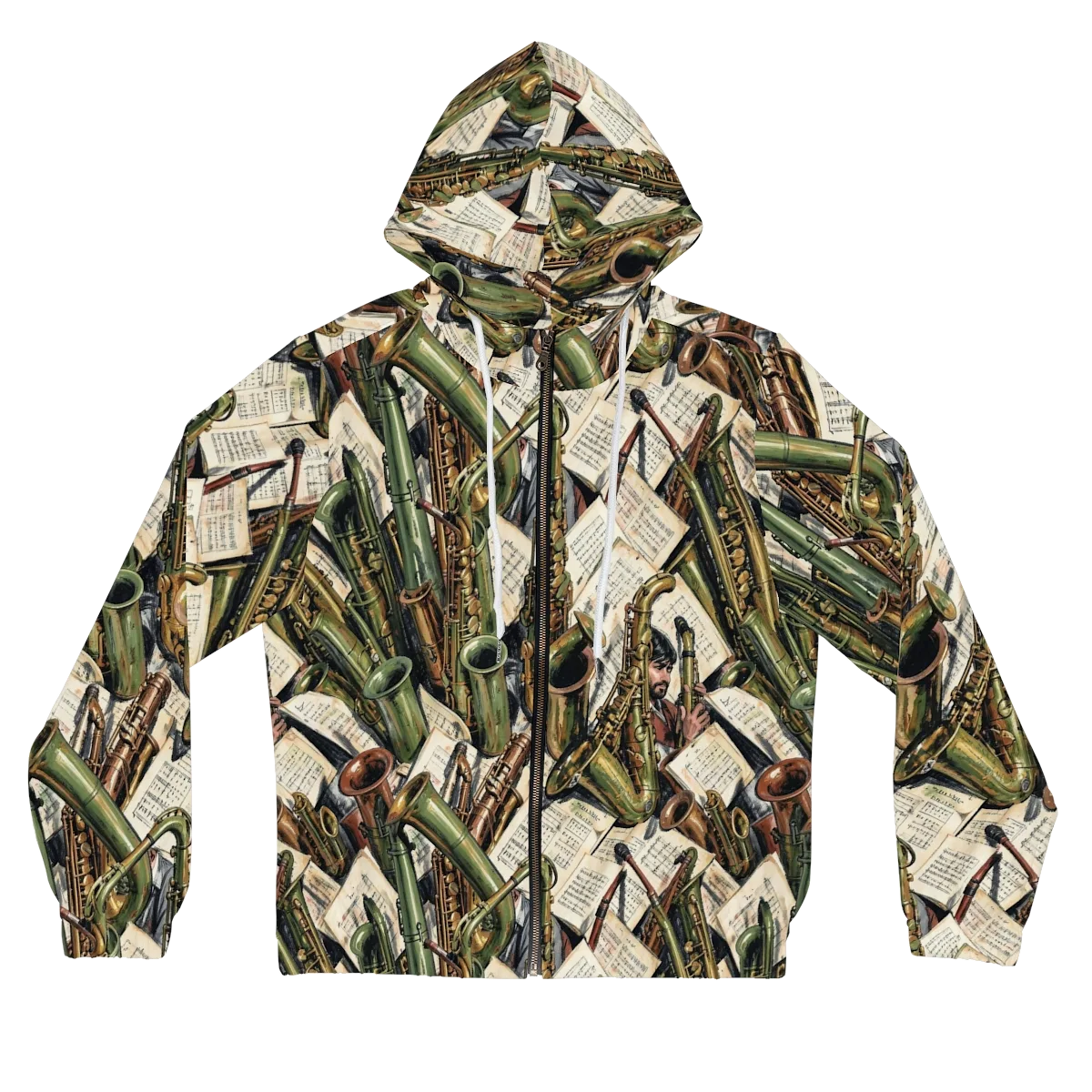 Brass Refrain on Women's Full-Zip Hoodie — Front