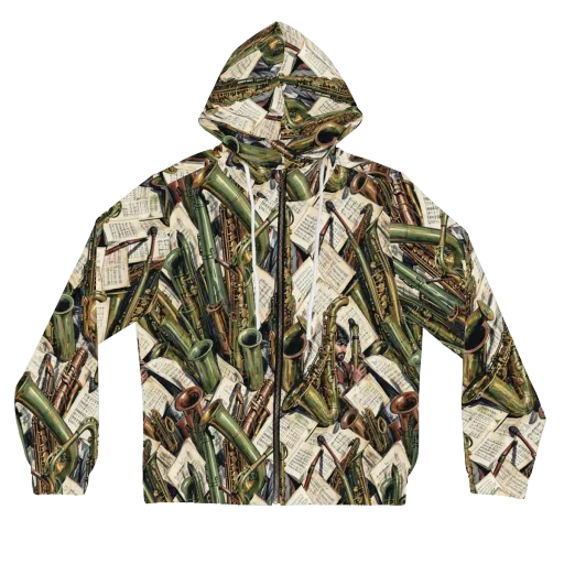 Brass Refrain on a Women's Full-Zip Hoodie
