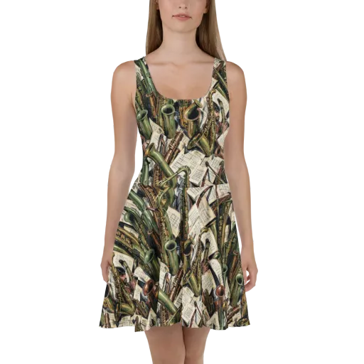 Brass Refrain on a Skater Dress