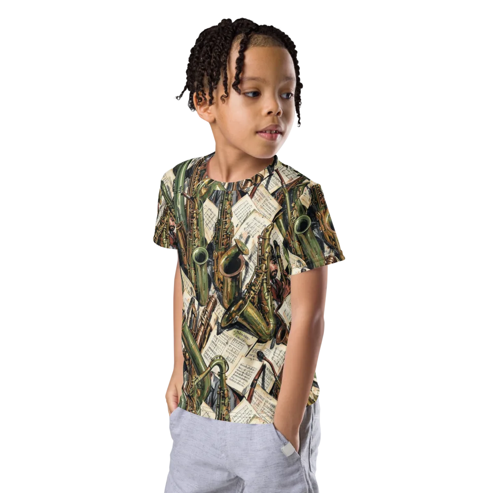 Brass Refrain on Kids Crew Neck T-Shirt — Left Front