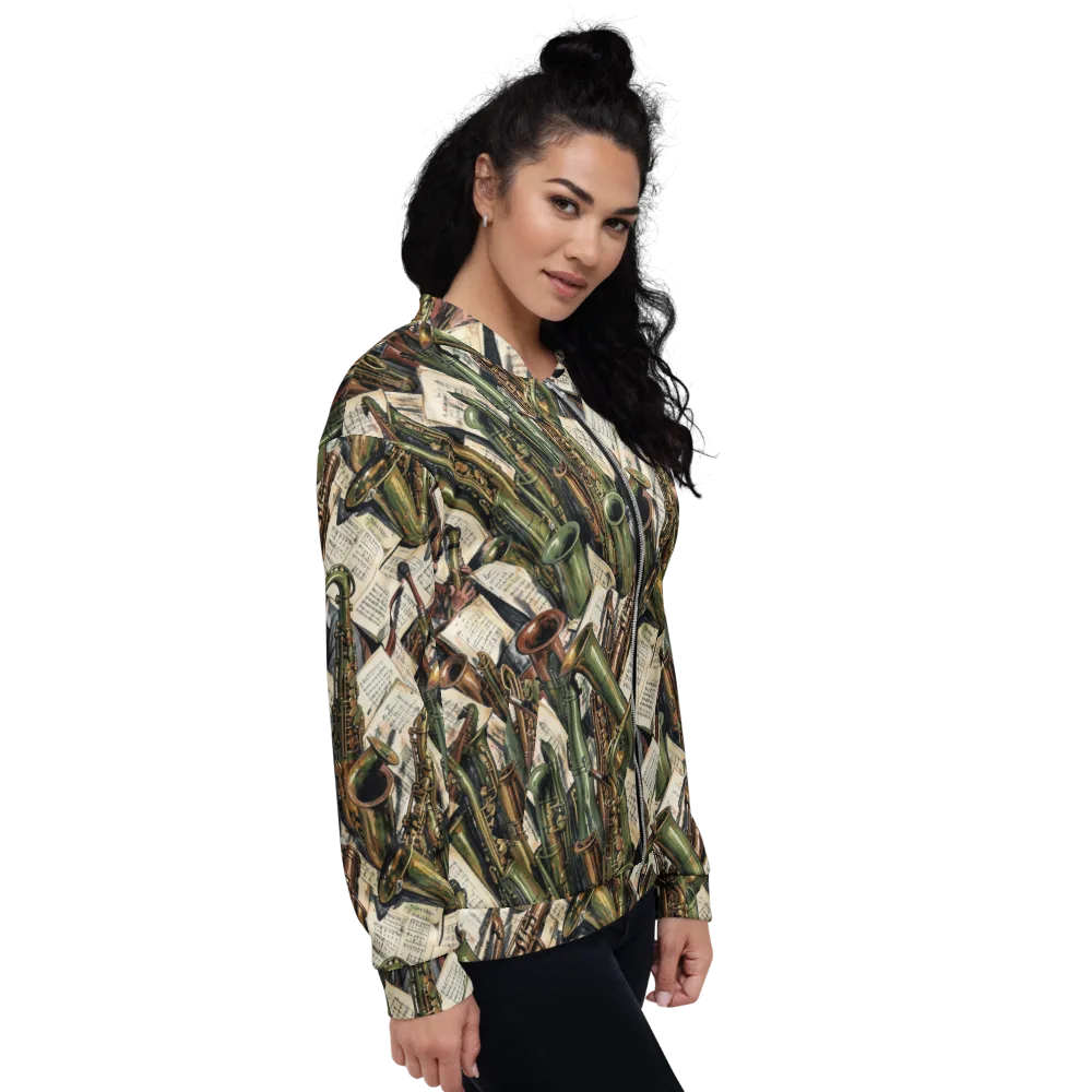 Brass Refrain on Bomber Jacket — Right
