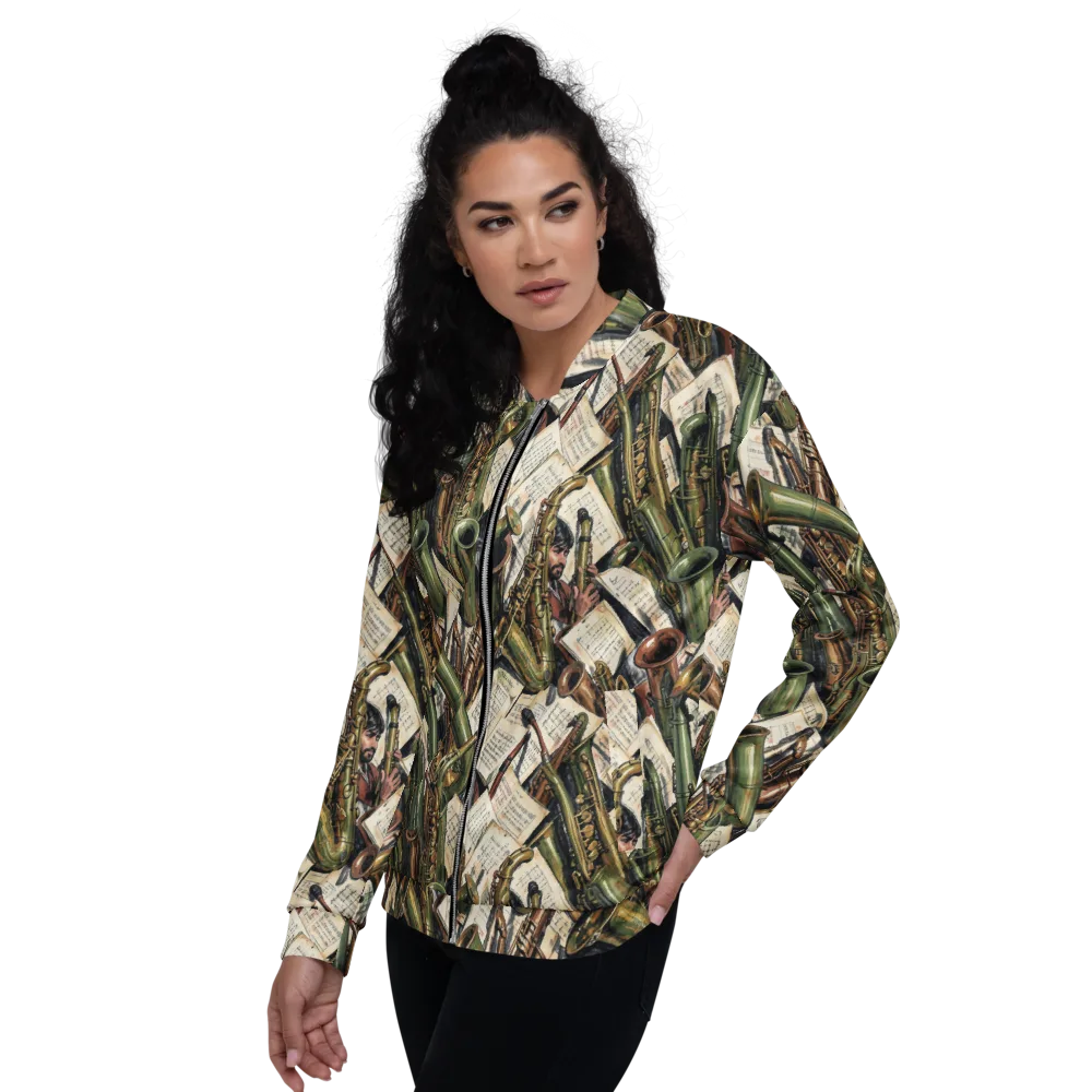 Brass Refrain on Bomber Jacket — Left