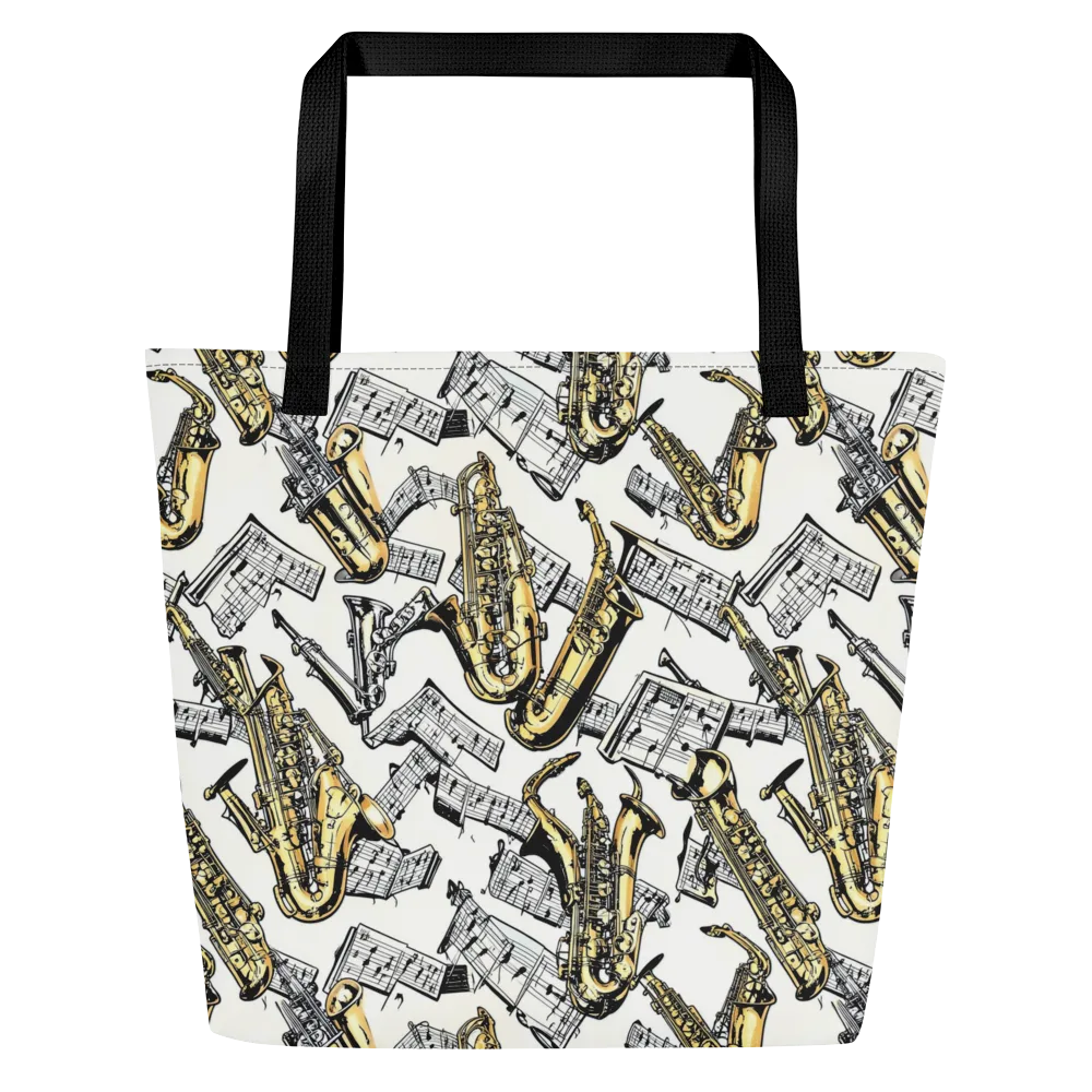 Brass And Cadence on Large Tote Bag W/ Pocket — Front