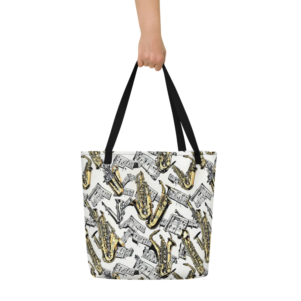 Brass And Cadence on Large Tote Bag W/ Pocket — Front