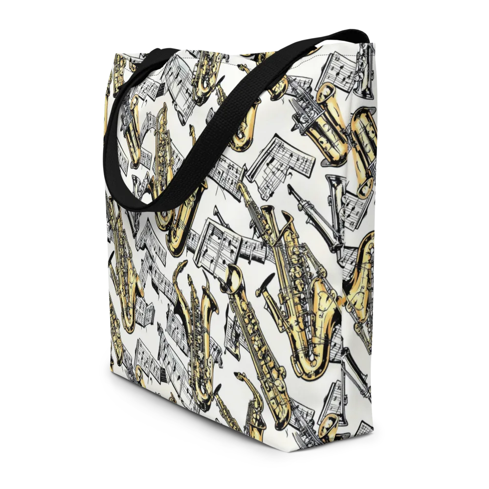 Brass And Cadence on Large Tote Bag W/ Pocket — Front