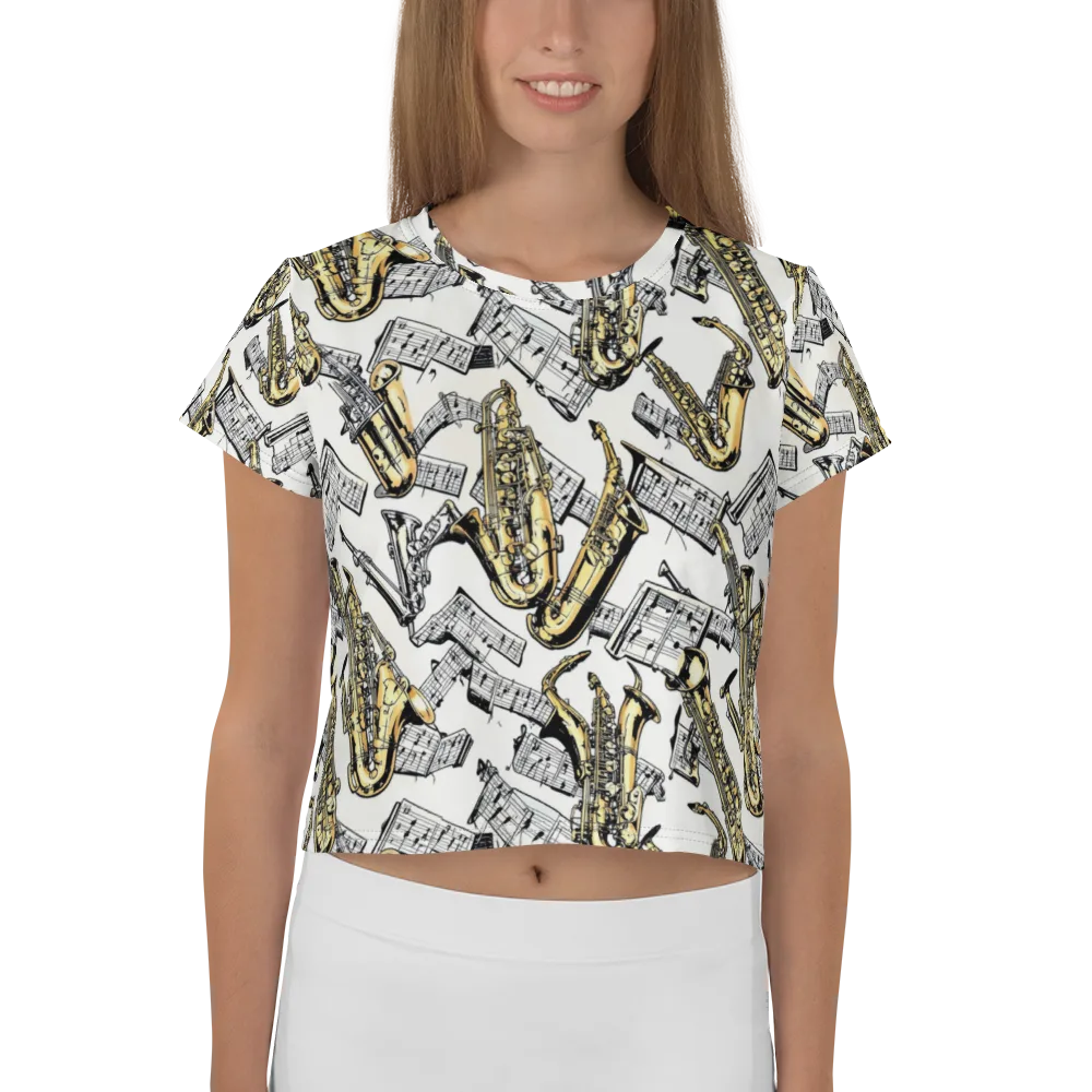 Brass And Cadence on Crop Tee — Front