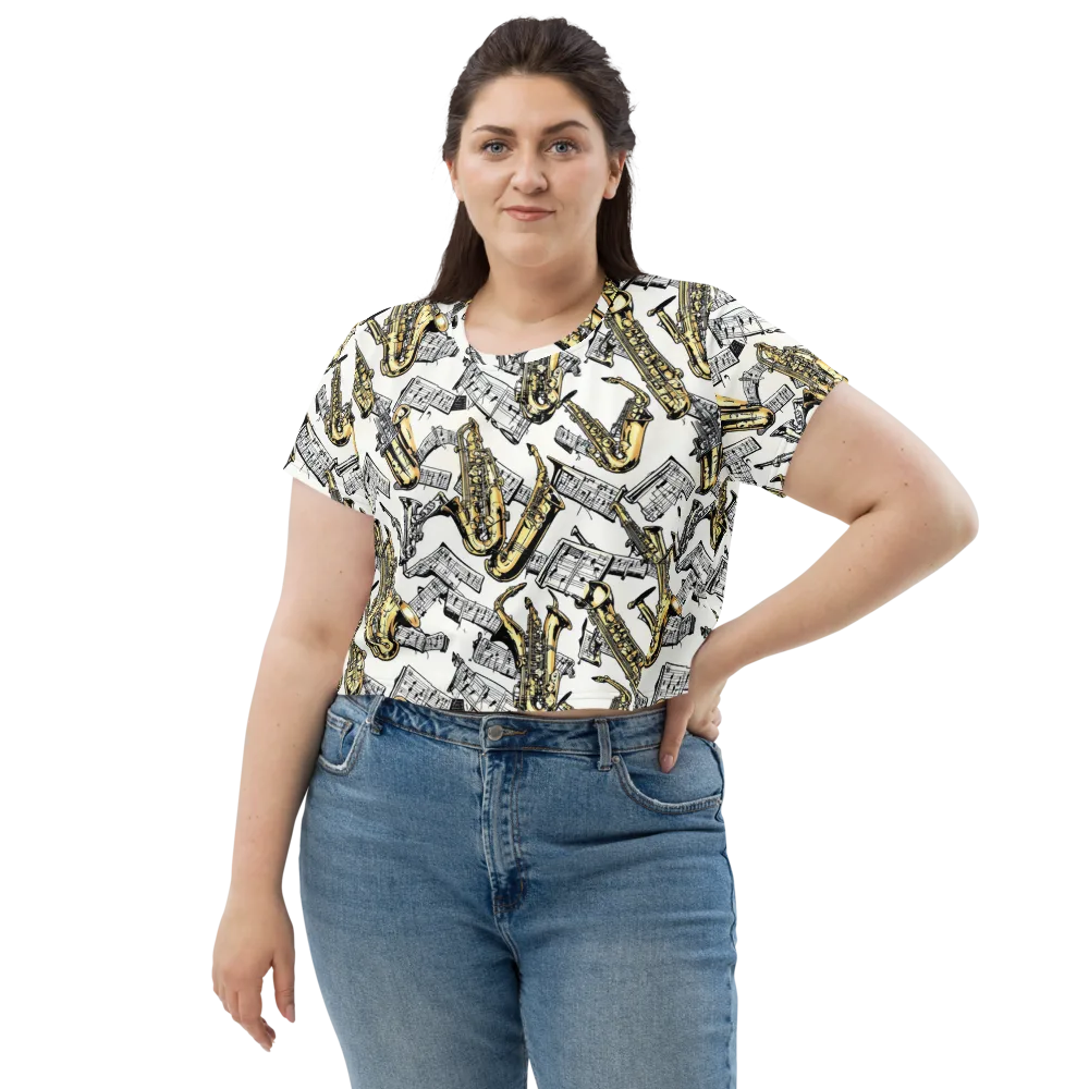Brass And Cadence on Crop Tee — Front