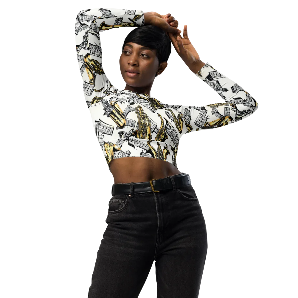 Brass And Cadence on Long Sleeve Crop Top — Front