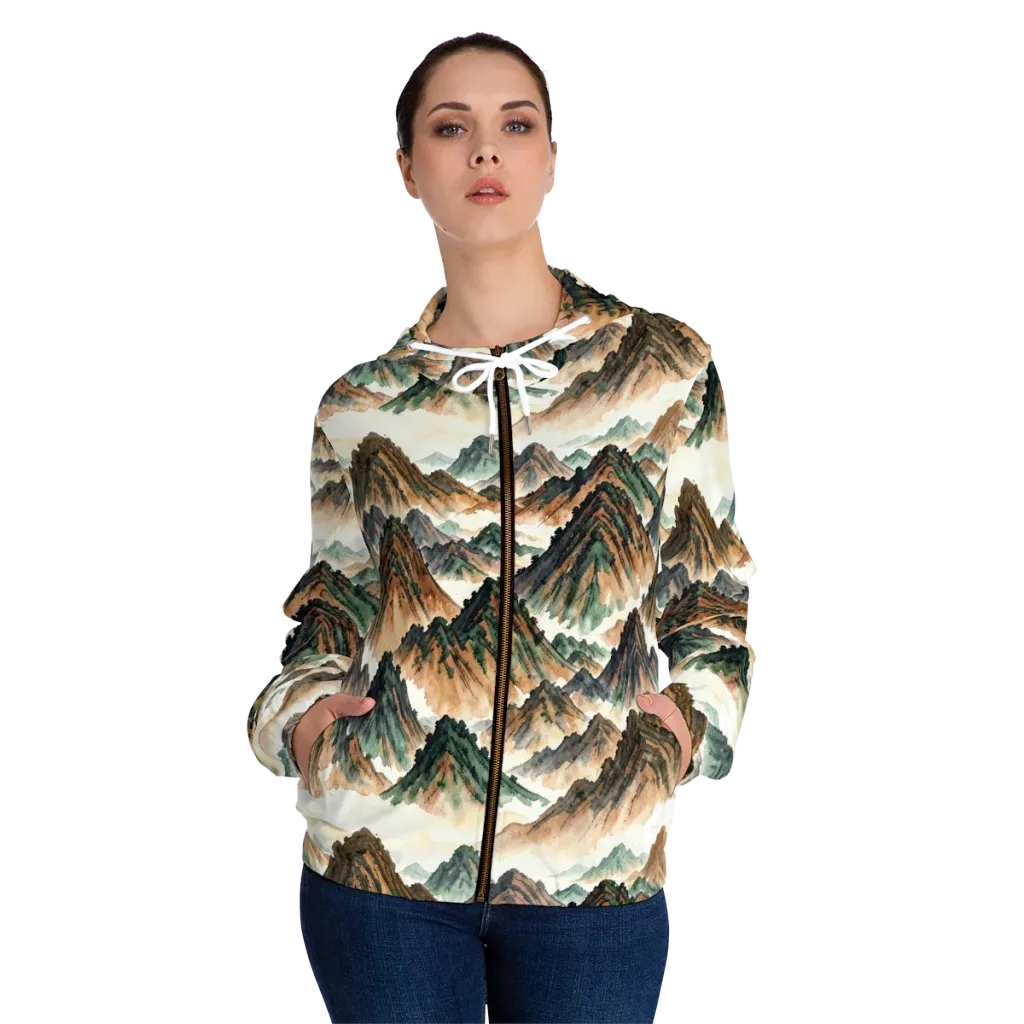 Cloudline Ascent on Women's Full-Zip Hoodie — Front On Person