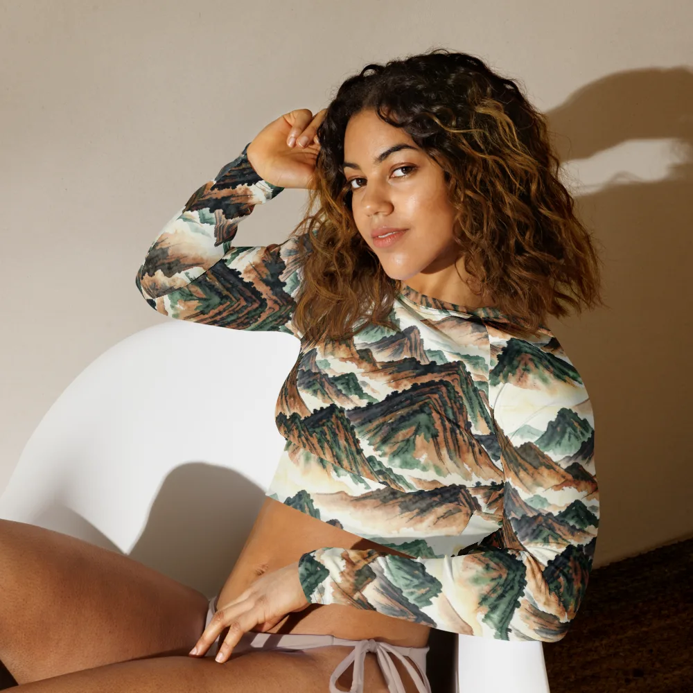 Cloudline Ascent on Long Sleeve Crop Top — Left Front
