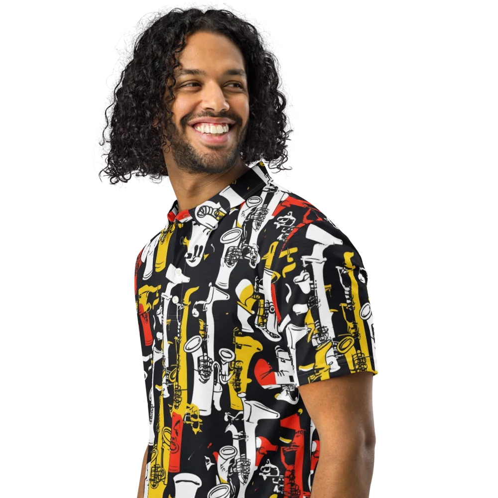 Brassline Riot on Men's Slim Fit Polo Shirt — Left Front