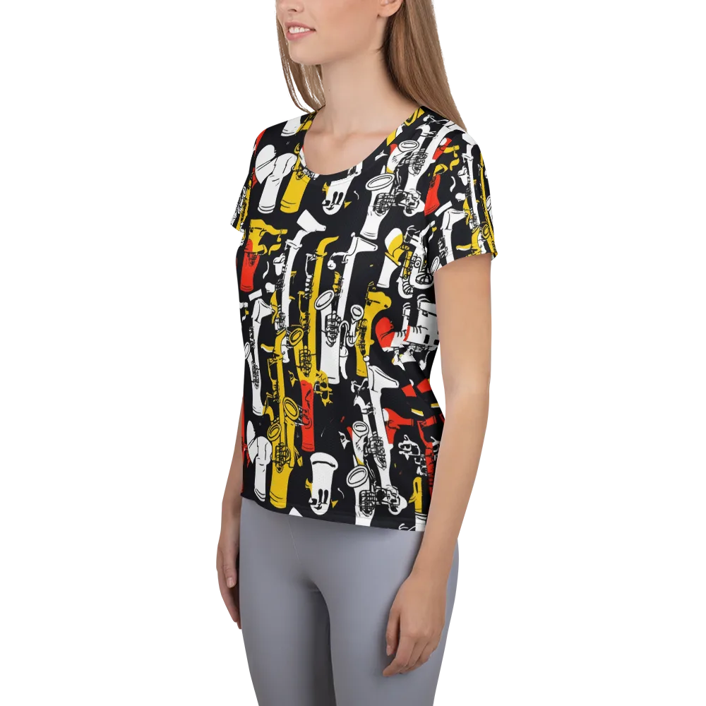 Brassline Riot on Women's Athletic T-Shirt — Left
