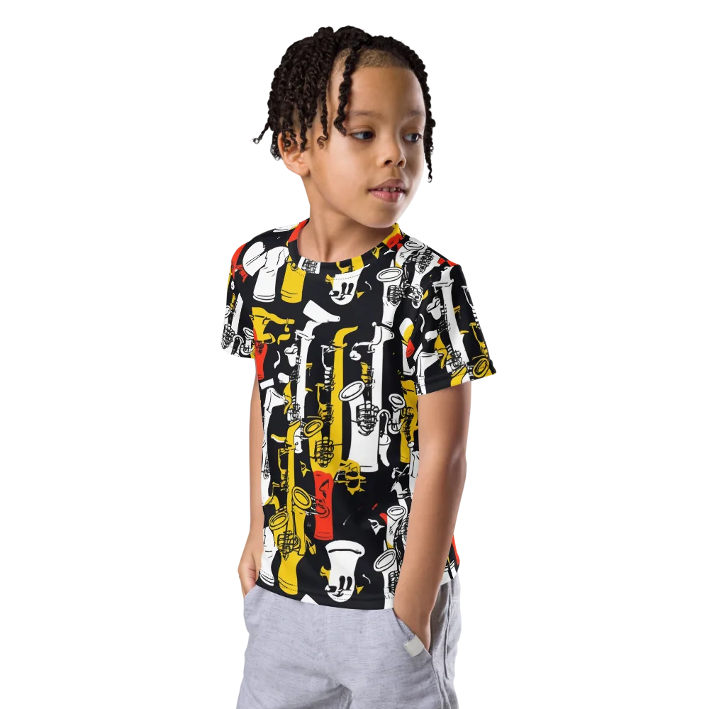 Brassline Riot on Kids Crew Neck T-Shirt — Left Front