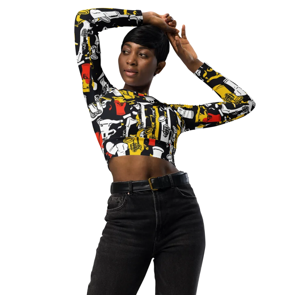 Brassline Riot on Long Sleeve Crop Top — Front