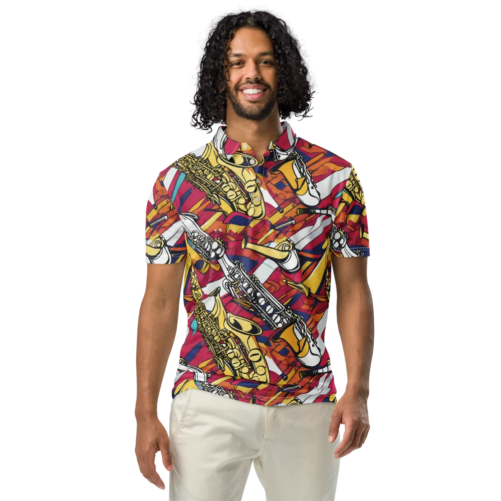 Midnight Swing on Men's Slim Fit Polo Shirt — Front