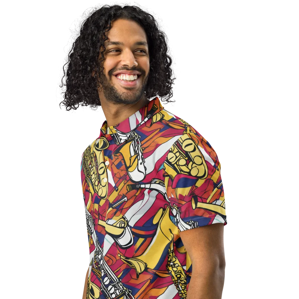 Midnight Swing on Men's Slim Fit Polo Shirt — Left Front