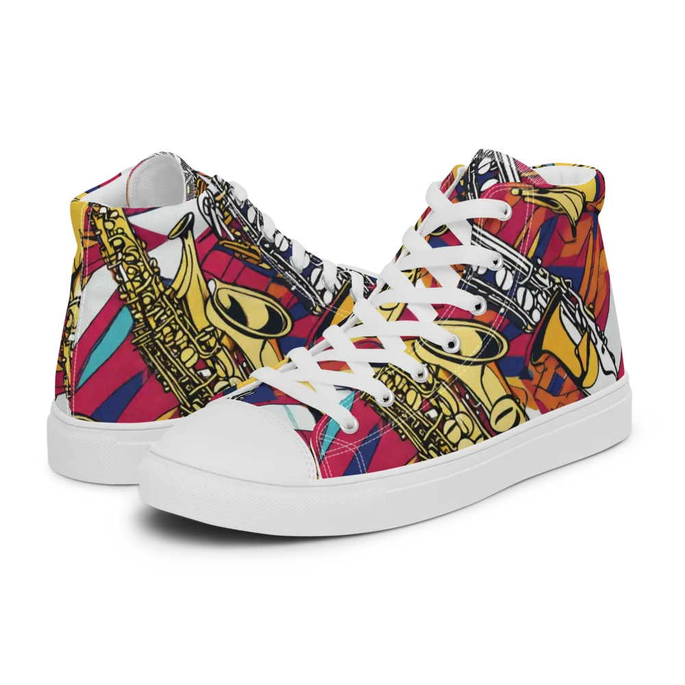 Midnight Swing on Men's High Top Canvas Shoes — Left