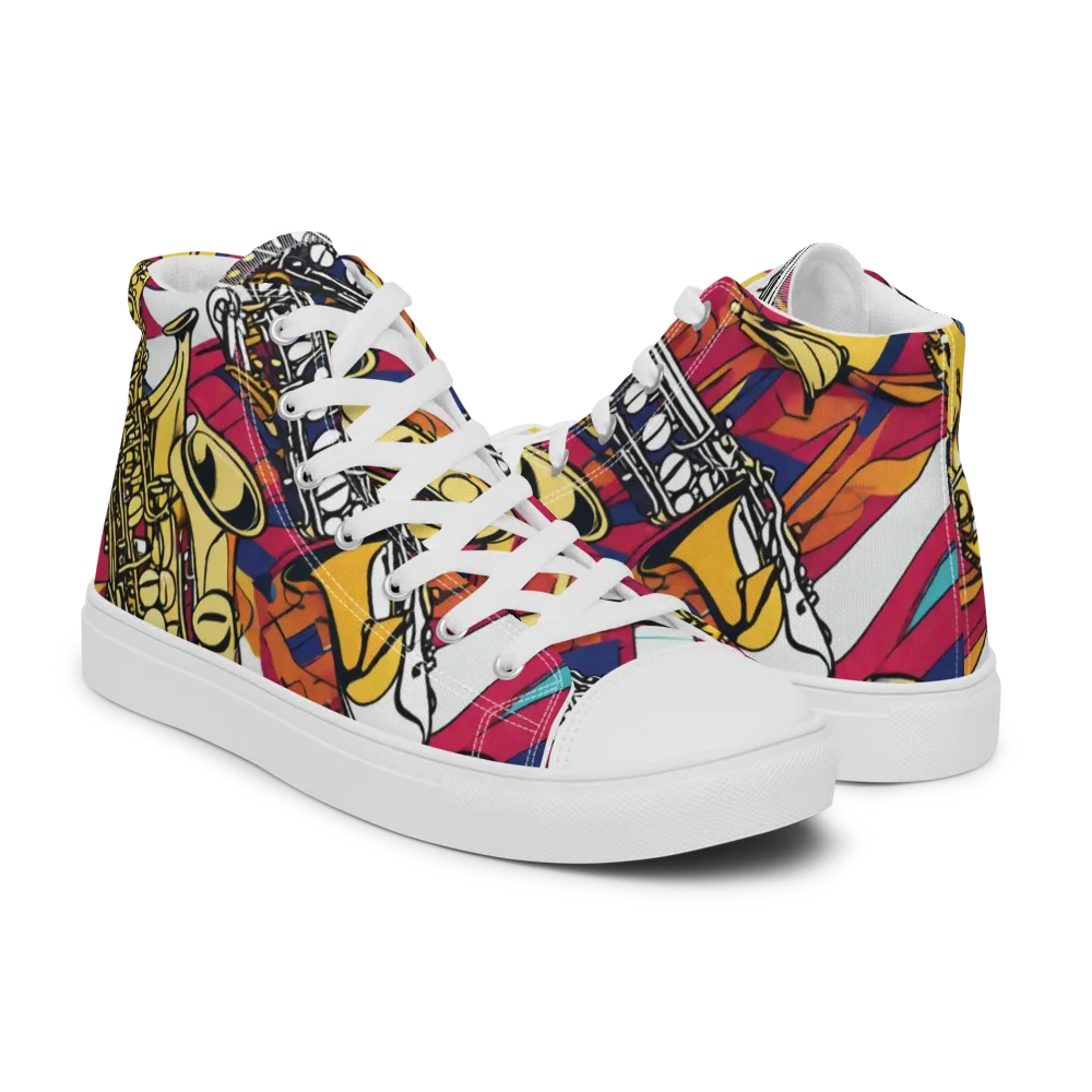 Midnight Swing on Men's High Top Canvas Shoes — Right