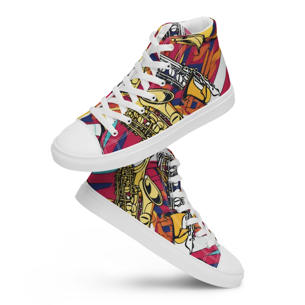 Midnight Swing on Men's High Top Canvas Shoes — Front