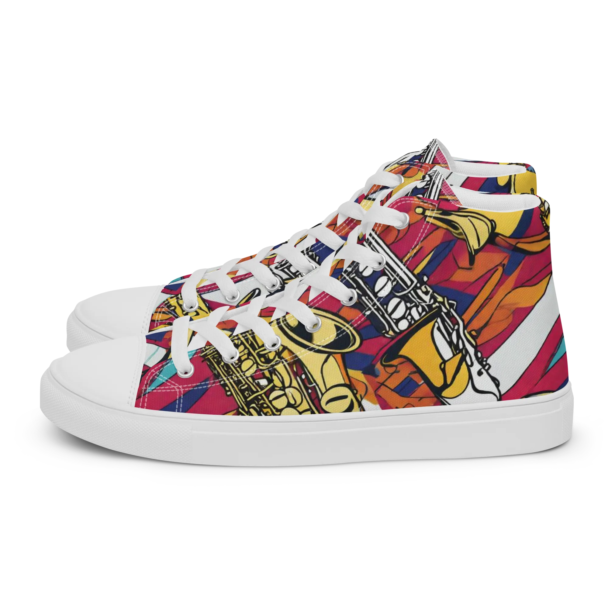 Midnight Swing on Women's High Top Canvas Shoes — Left