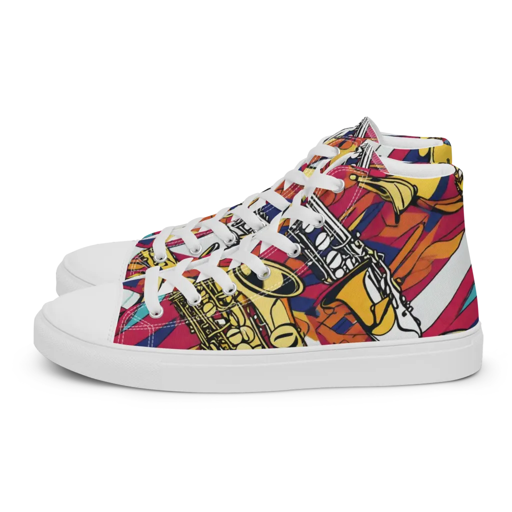 Midnight Swing on Women's High Top Canvas Shoes — Left