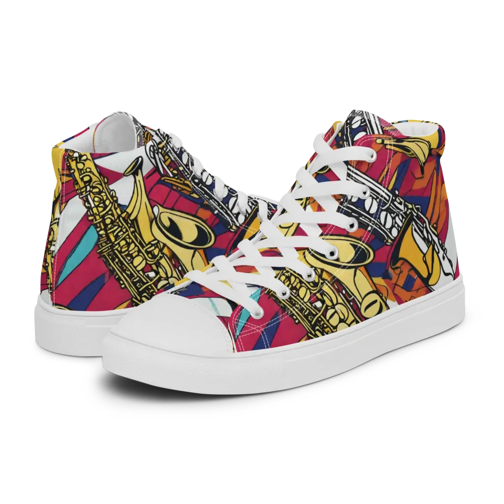 Midnight Swing on Women's High Top Canvas Shoes — Left