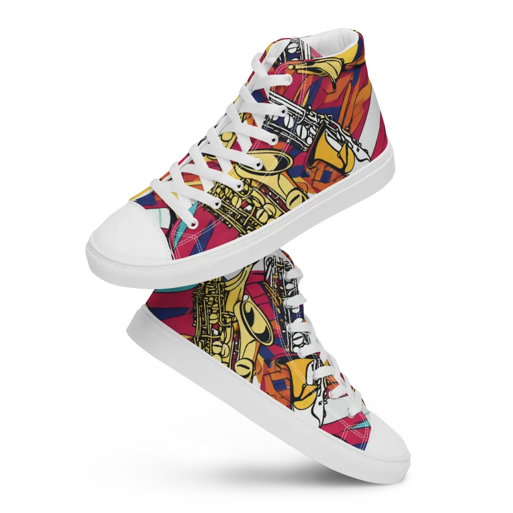 Midnight Swing on Women's High Top Canvas Shoes — Front