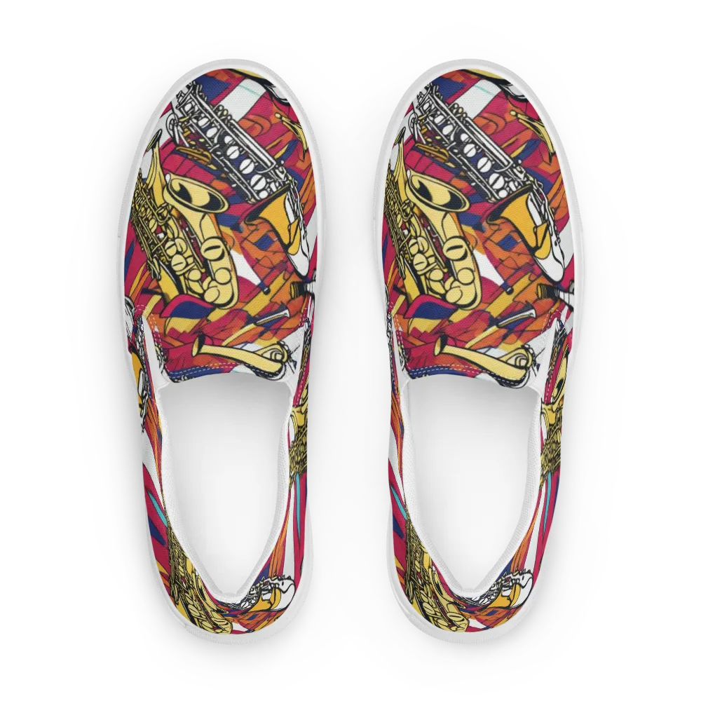 Midnight Swing on Men's Slip-On Canvas Shoes — Front