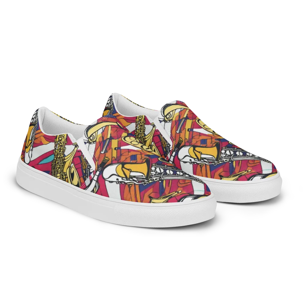 Midnight Swing on Men's Slip-On Canvas Shoes — Right Front