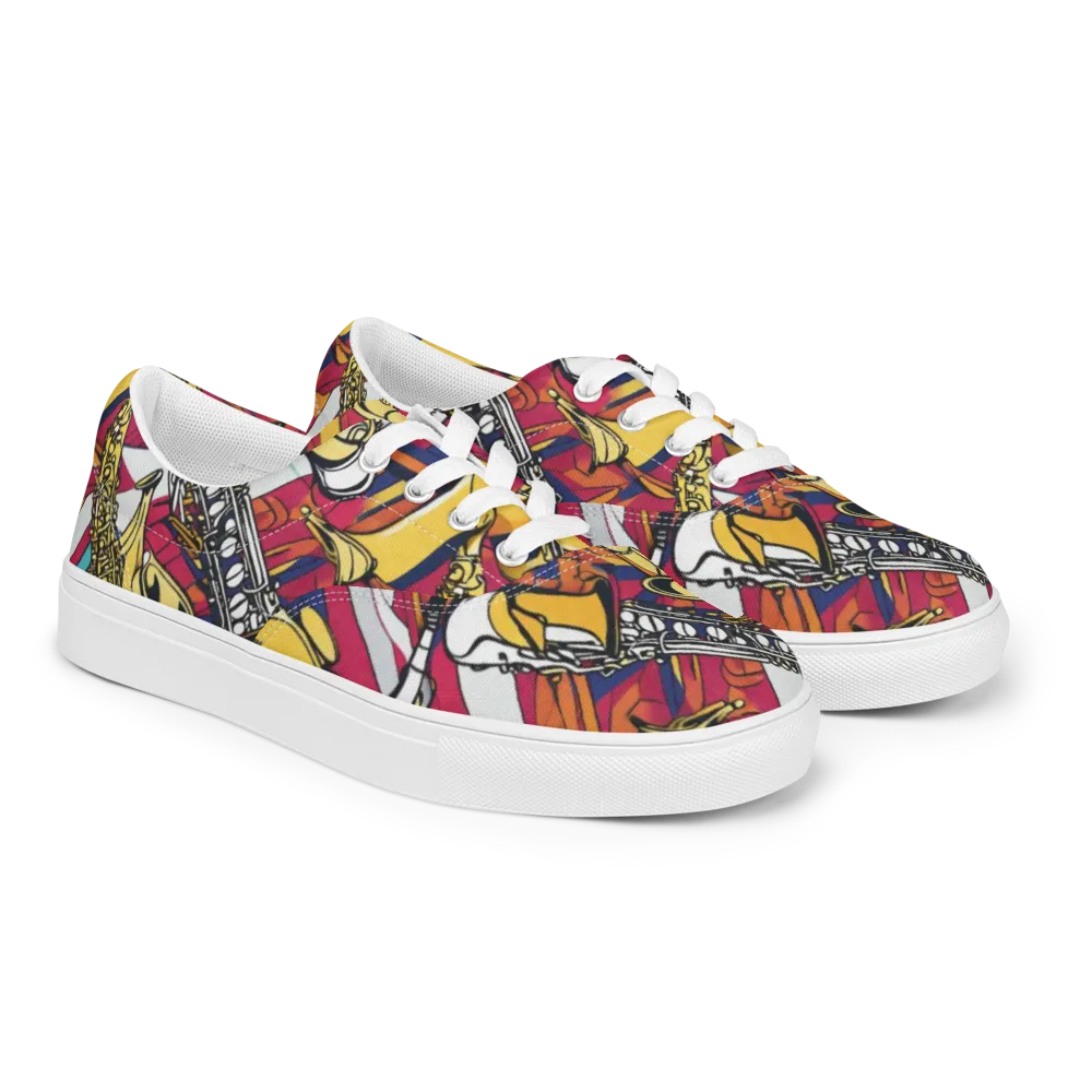 Midnight Swing on Men's Lace-Up Canvas Shoes — Right Front