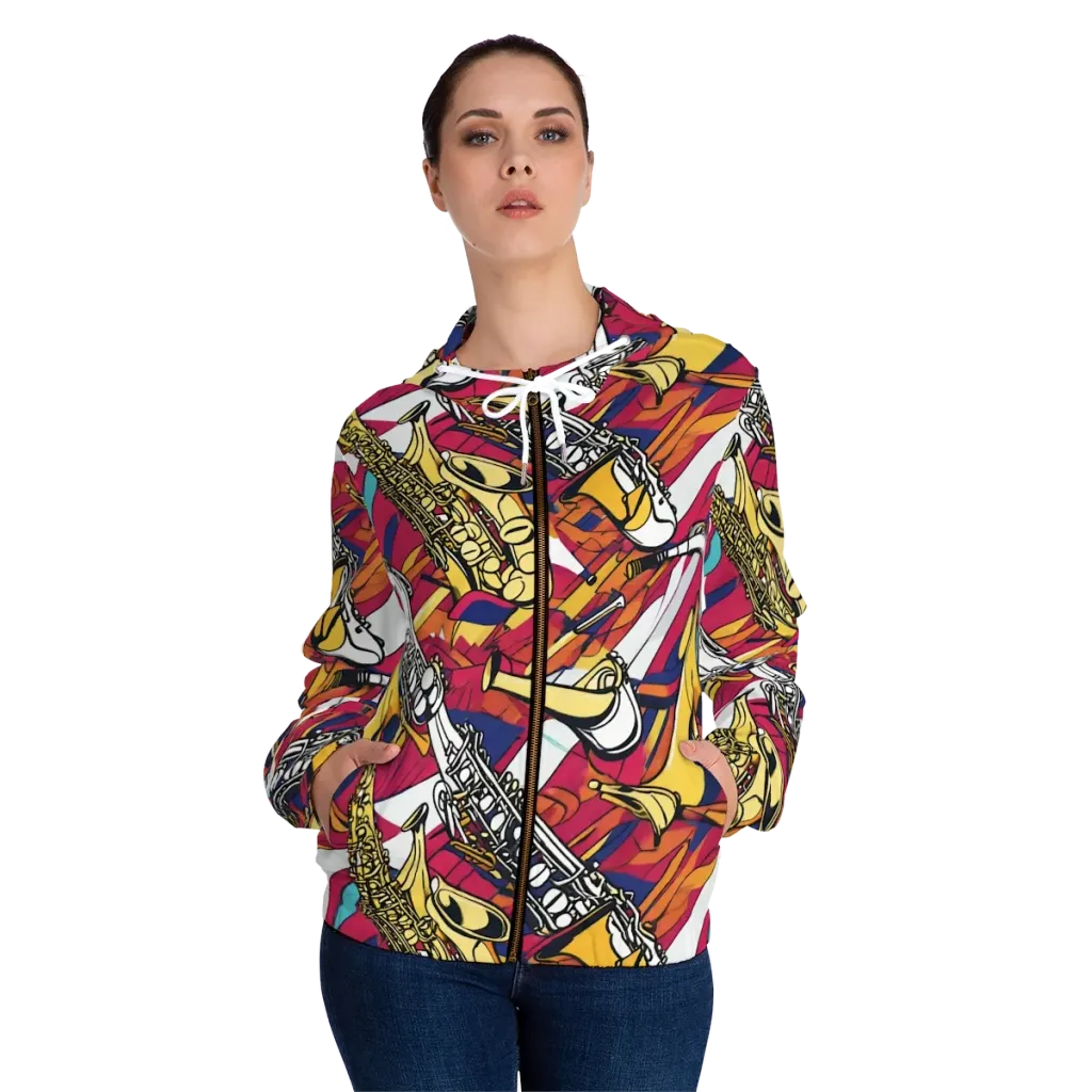 Midnight Swing on Women's Full-Zip Hoodie — Front On Person