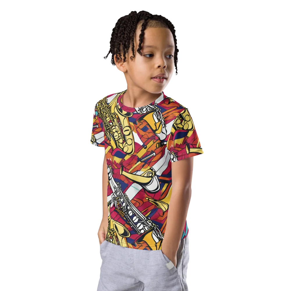 Midnight Swing on Kids Crew Neck T-Shirt — Left Front