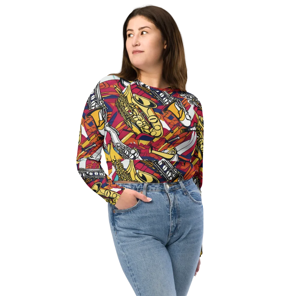 Midnight Swing on Long Sleeve Crop Top — Front