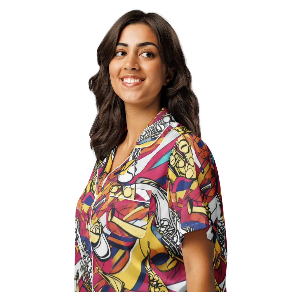 Midnight Swing on Women's Short Sleeve Pajama Top — Left Front