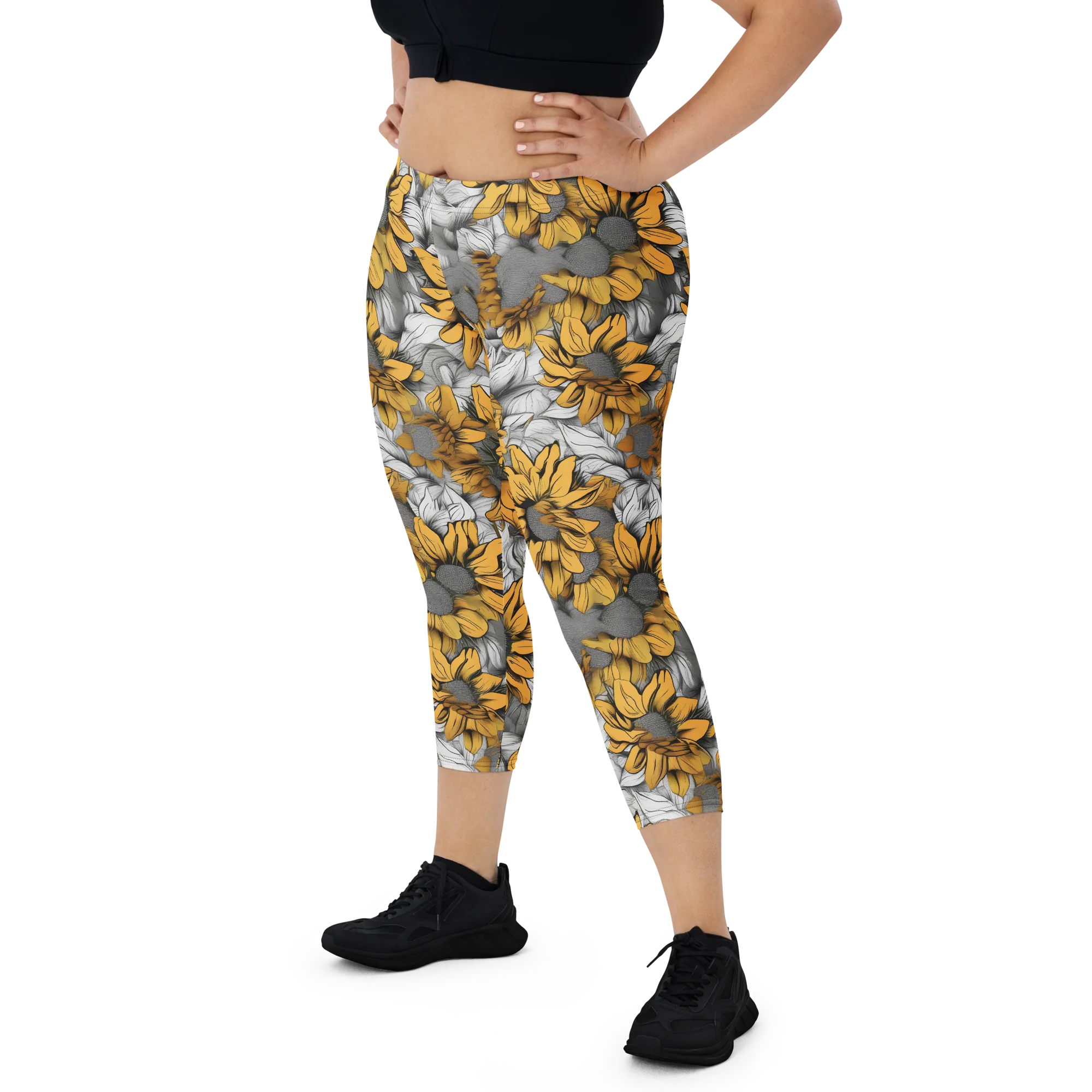 Gilded Garden on Capri Leggings — Front