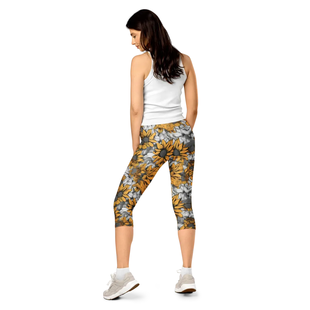 Gilded Garden on Capri Leggings — Back