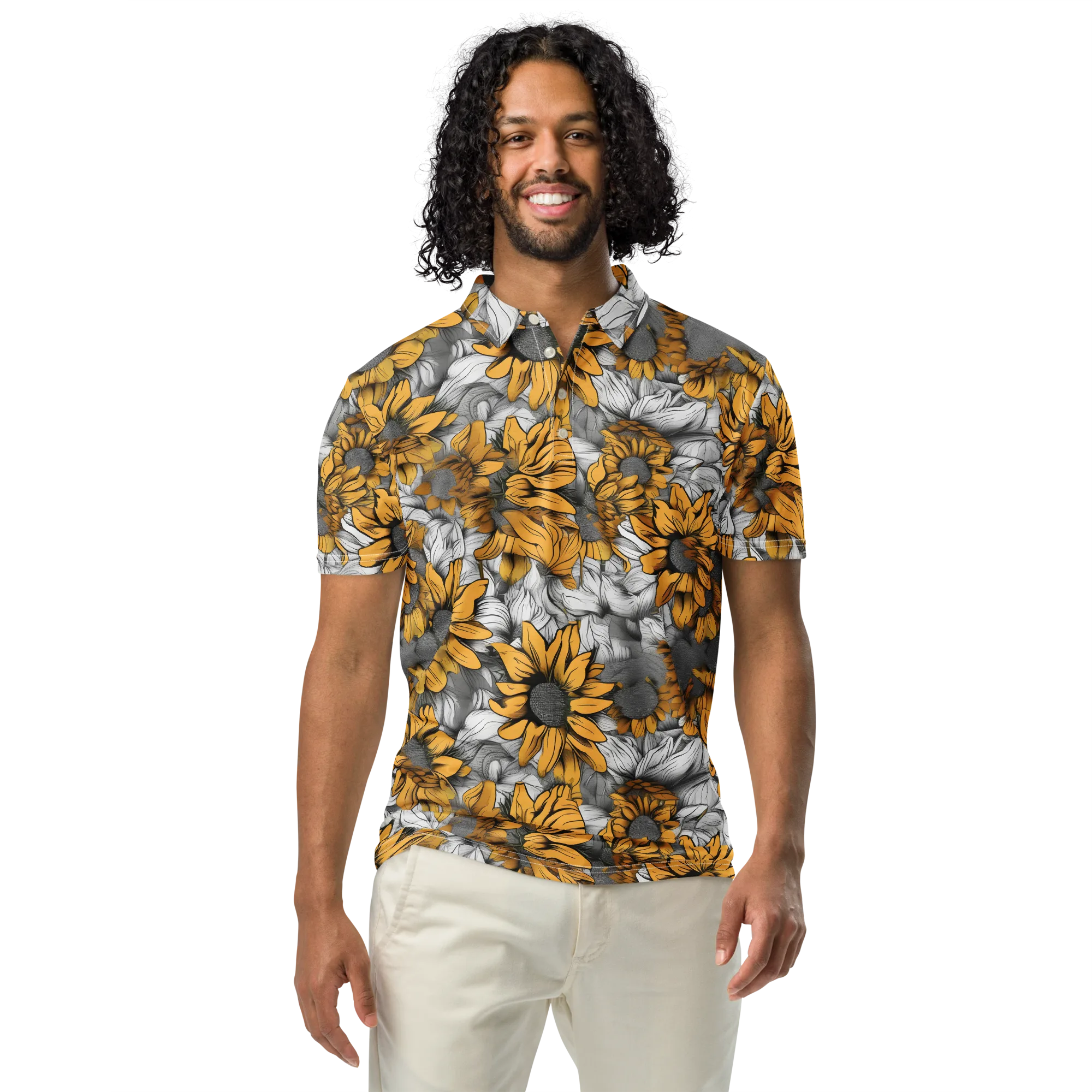 Gilded Garden on Men's Slim Fit Polo Shirt — Front