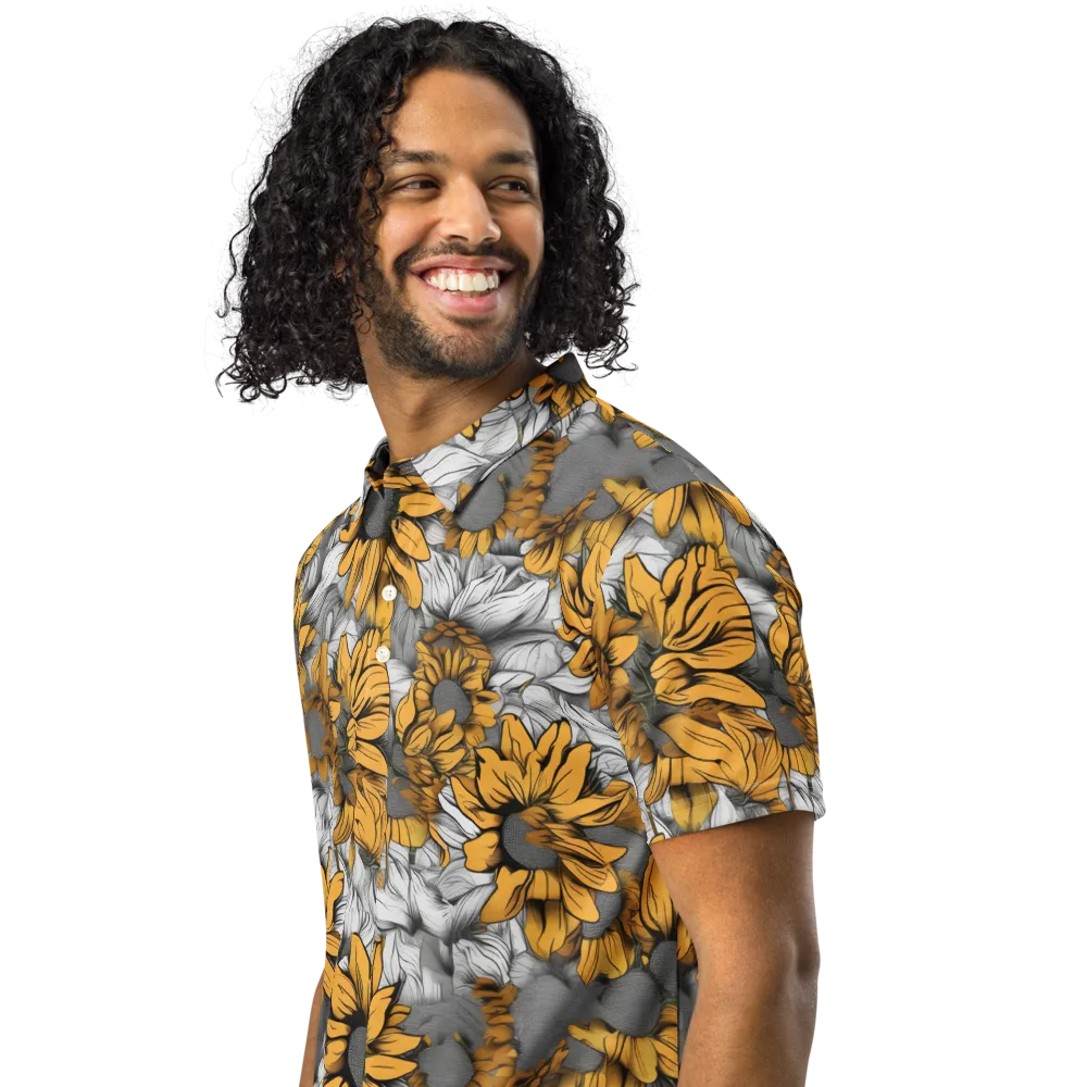 Gilded Garden on Men's Slim Fit Polo Shirt — Left Front