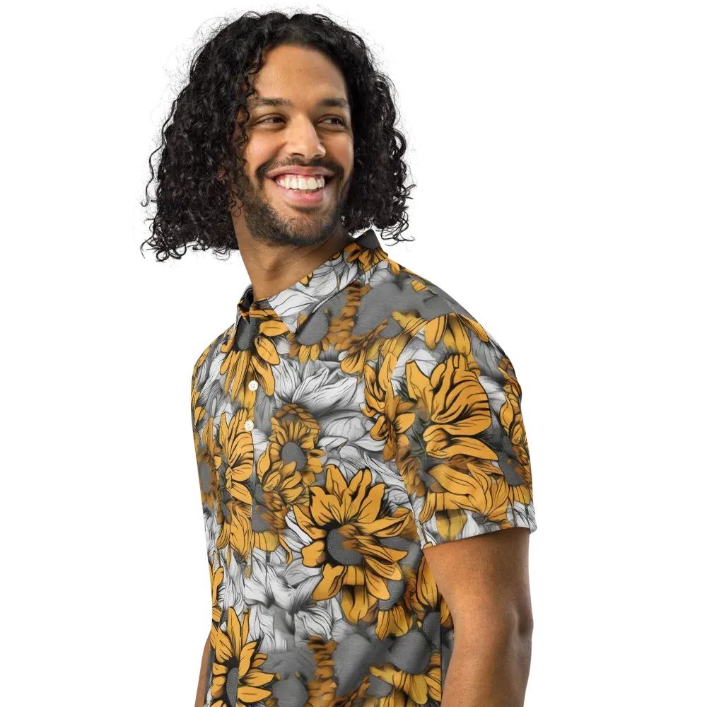 Gilded Garden on Men's Slim Fit Polo Shirt — Left Front