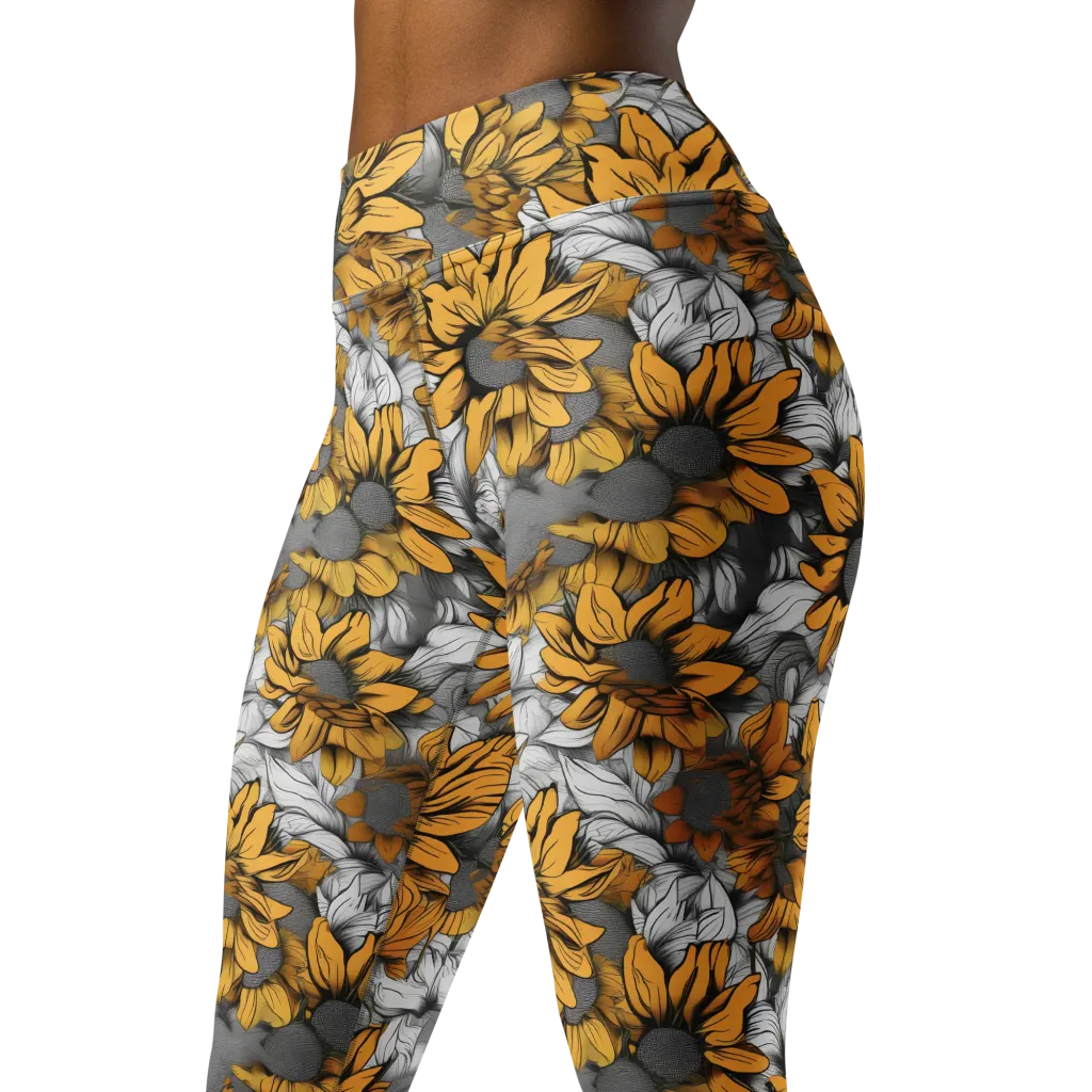 Gilded Garden on Yoga Leggings — Left Front